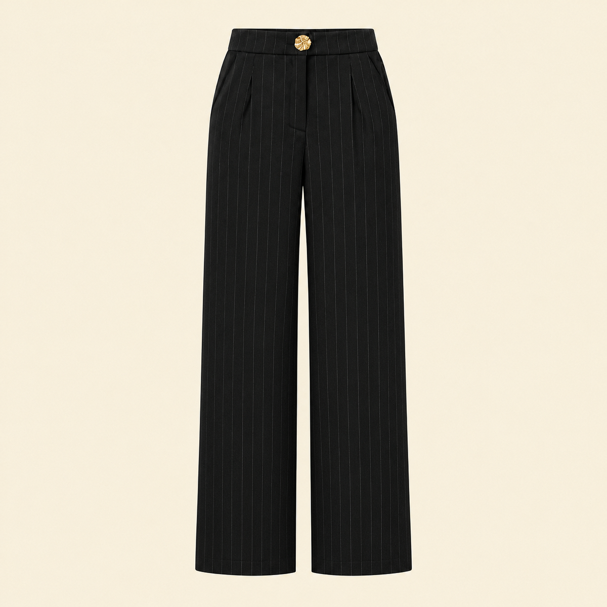 Elegant Black Tailored Suit Set with Fine Black Pinstripes