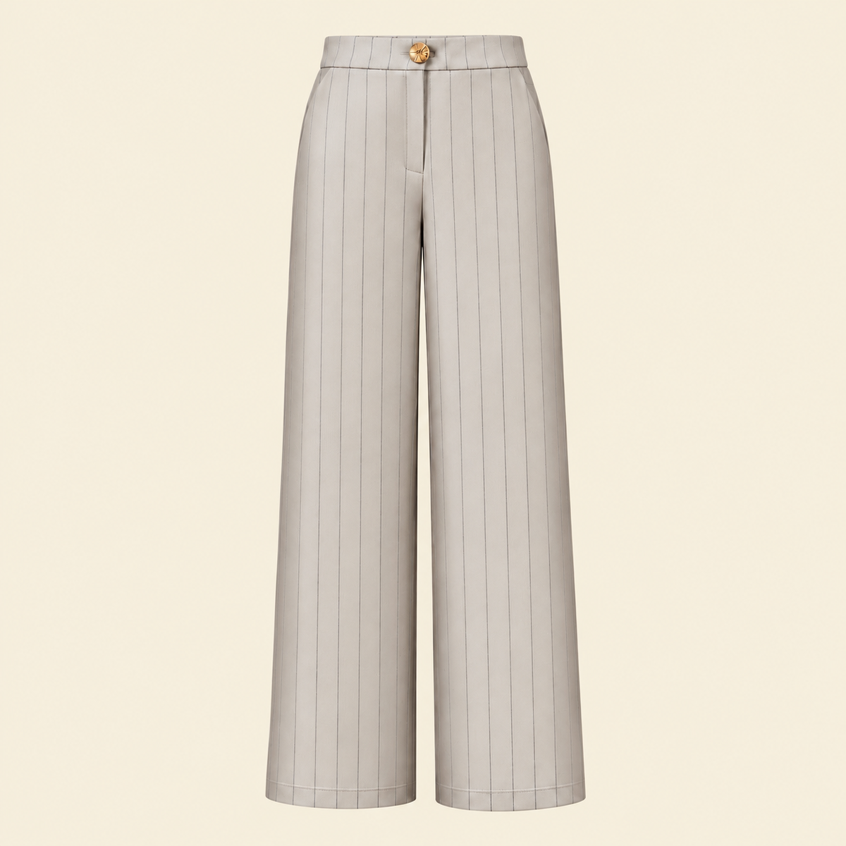 Elegant Taupe clear Tailored Suit Set with Fine Grey Pinstripes
