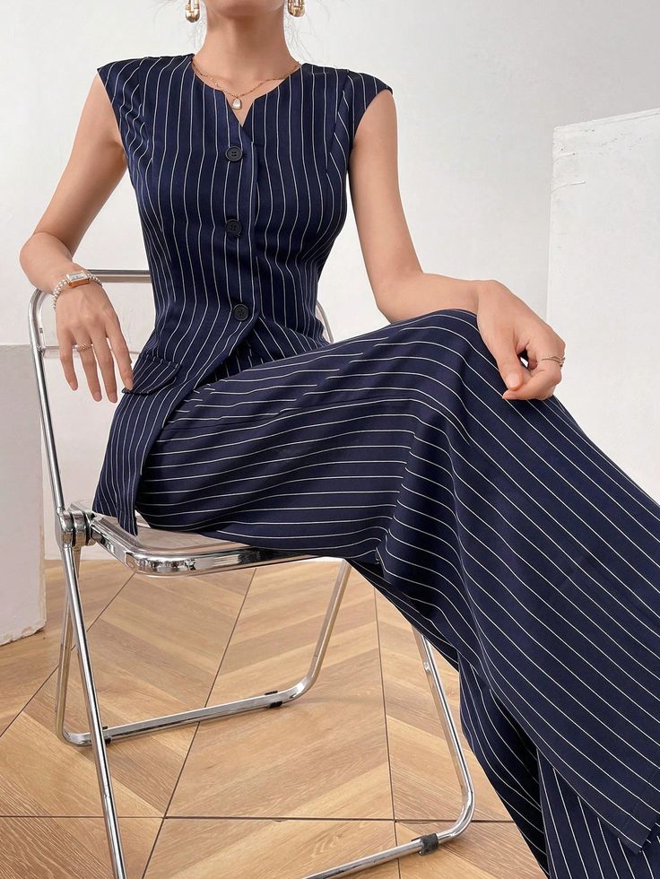 Bogossa Midnight Pinstripe Co-ord Set – Modern Professionalism